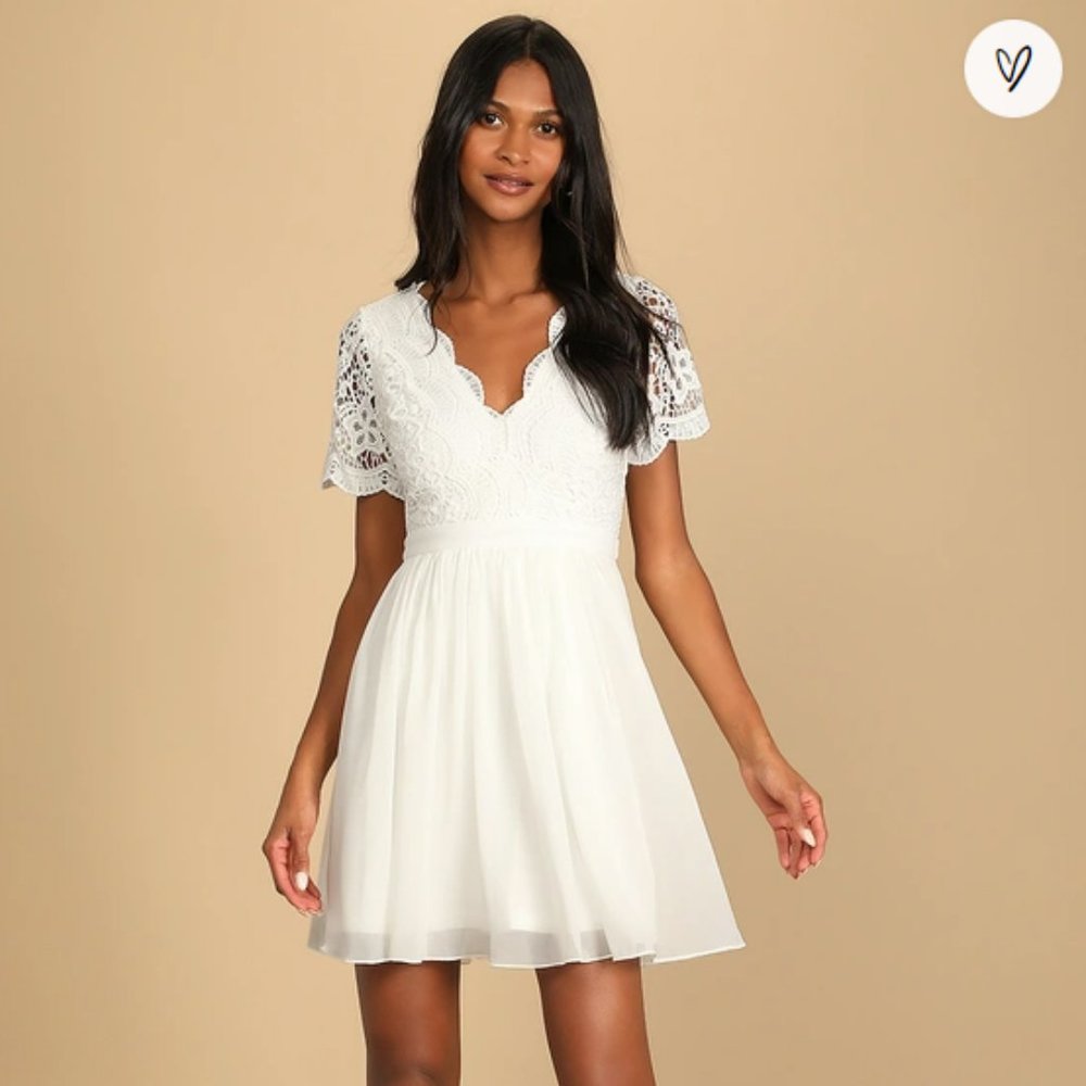 Angel in Disguise White Lace Skater Dress